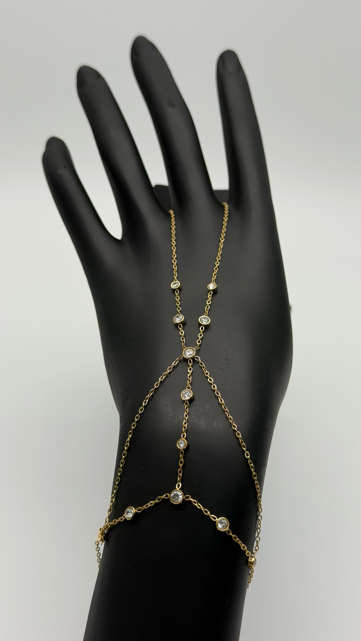 The Maharani Rosette Pavé Hathphool Hand Chain — Luxury Macro Surface Close-Up