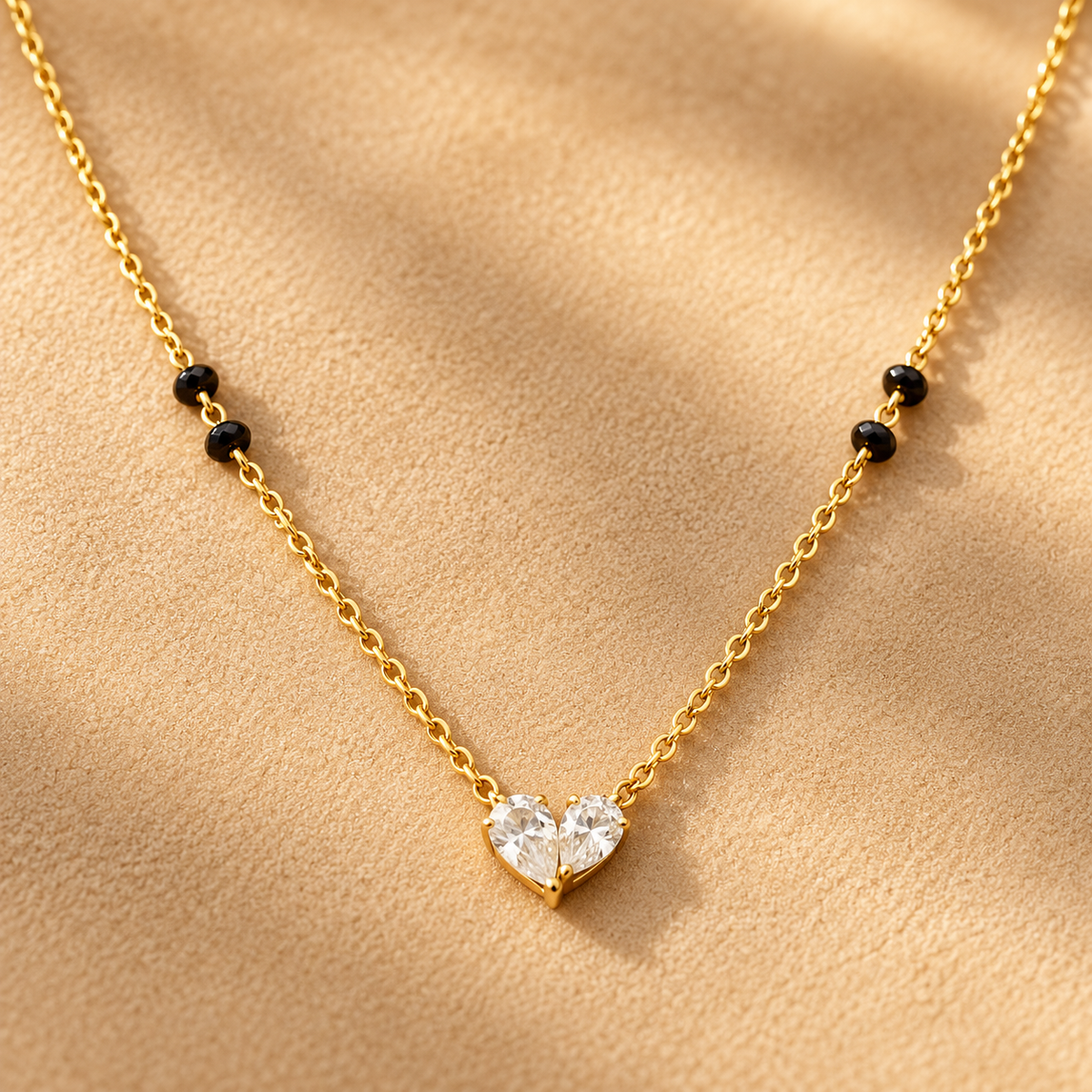 The "Modern Love" Solitaire Bar Mangalsutra — Luxury Macro Surface Close-Up