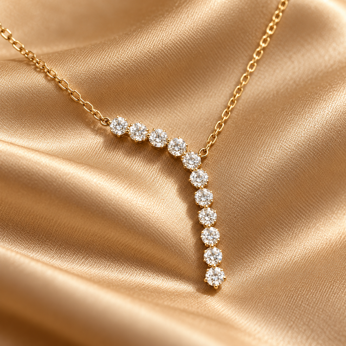 The "Inseparable" Interlocking Halo Pendant Necklace — Luxury Macro Surface Close-Up
